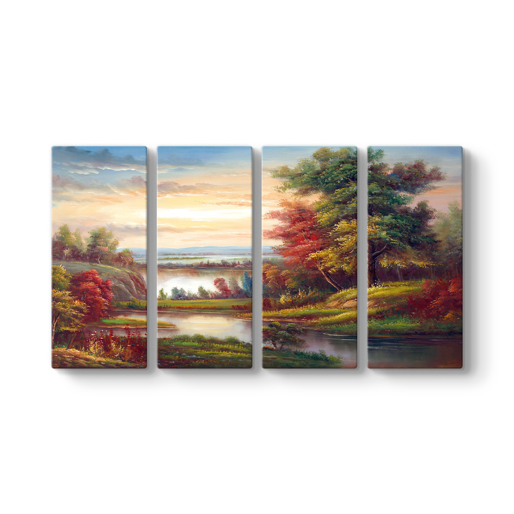 Acrylic Painting Landscape Mountain River And Pines Time Lapse Akrilik Tablo Manzara Youtube