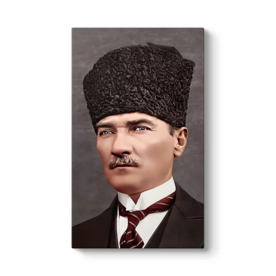 Atatürk Renkli Kalpaklı Portre Tablosu