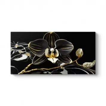 Altın ve Siyah Renkli Orkide Tablosu