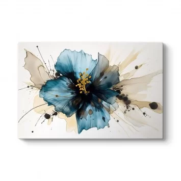 Soyut Mavi Çiçek Tablosu