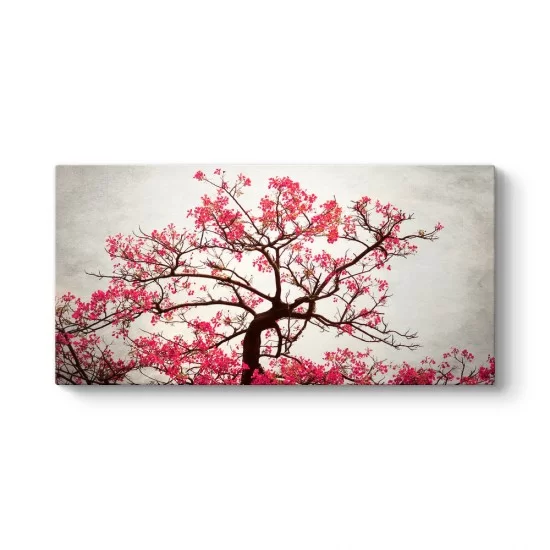 Pembe Yapraklı Ağaç Kanvas Tablo