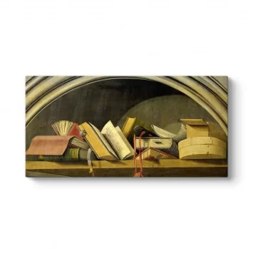 Barthelemy d' Eyck - Still Life With Books in a Niche Tablosu