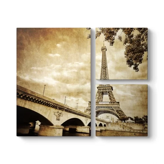 Paris Eiffel 3 Parçalı Tablo