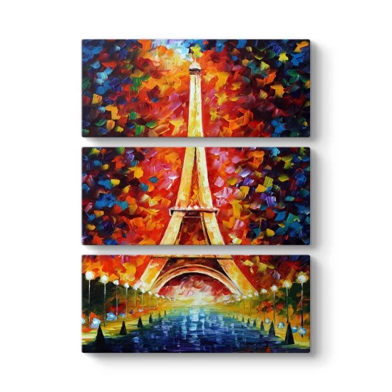 Eiffel Oil Painting 3 Parçalı Tablo