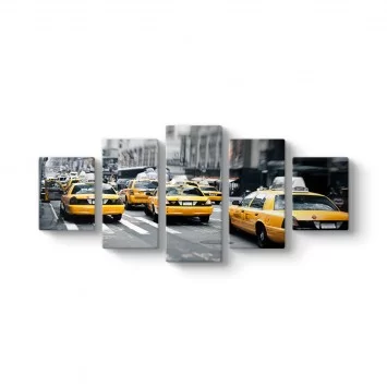 New York Taxi 5 Parçalı Tablo