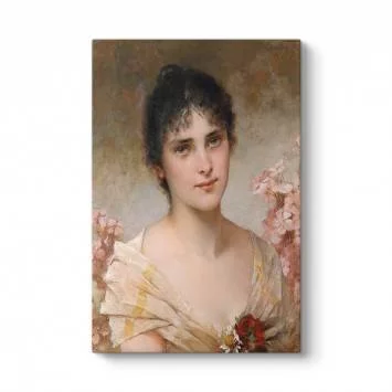 Conrad Kiesel - Girl with Flowers Tablosu