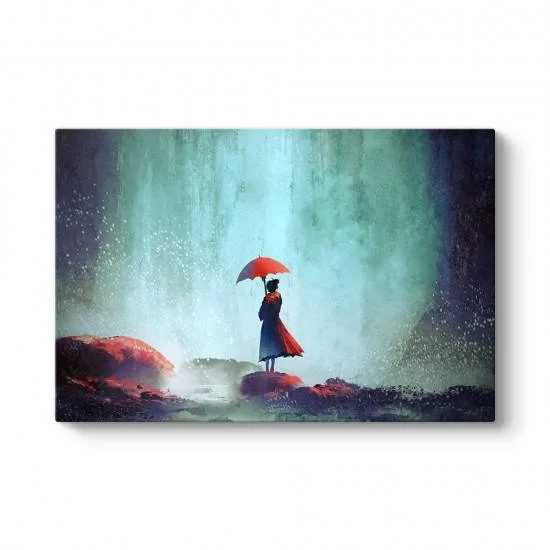 Kırmızı Şemsiyeli Kız Tablosu